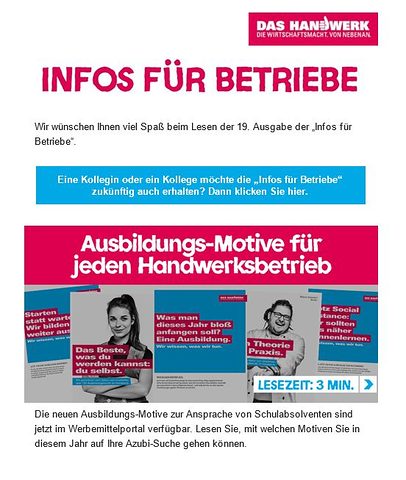 Screenshot Infos für Betriebe