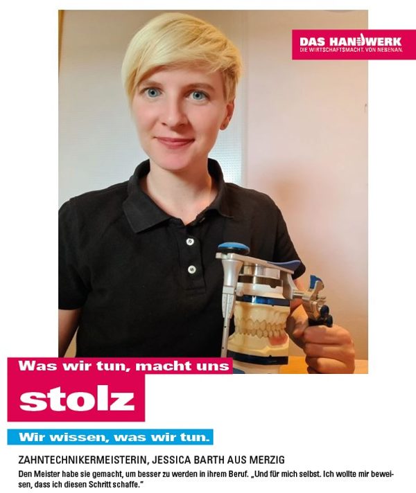 Zahntechnikerin Jessica Barth hat sich auf die digitale Herstellung von Zahnersatz mittels CAD/CAM spezialisiert.Bestmeisterin 2020/2021